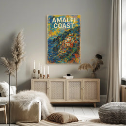 Amalfi Coast Poster Art 18x24 Coastal Wall Decor Gift