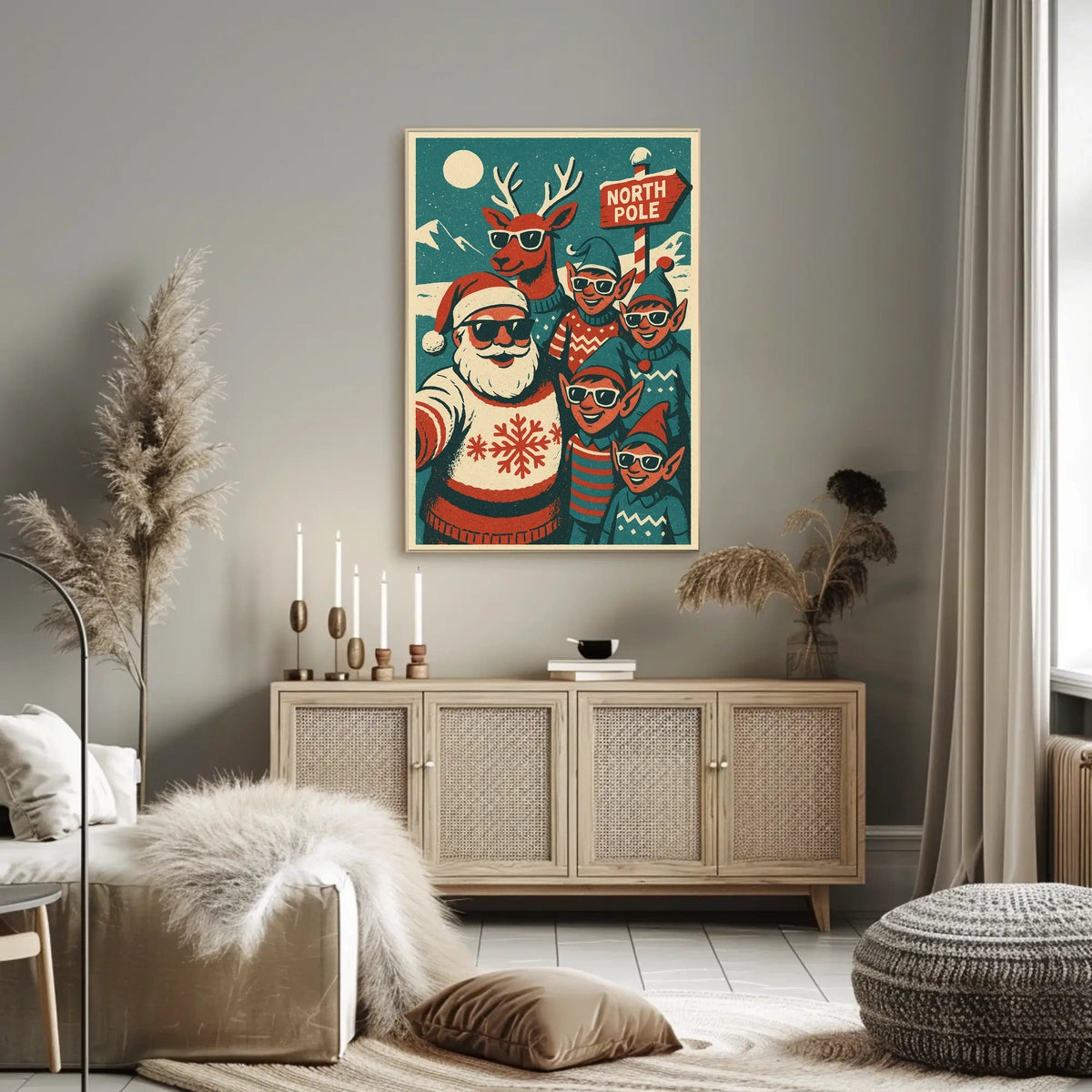 Festive North Pole Vintage Christmas Poster Art