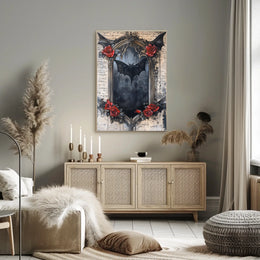 Gothic Bat Dark Roses Artistic Pop Culture Poster