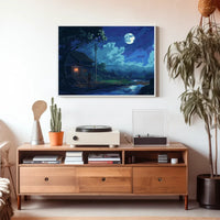 Tranquil Japanese Night Scene Anime-Inspired Poster