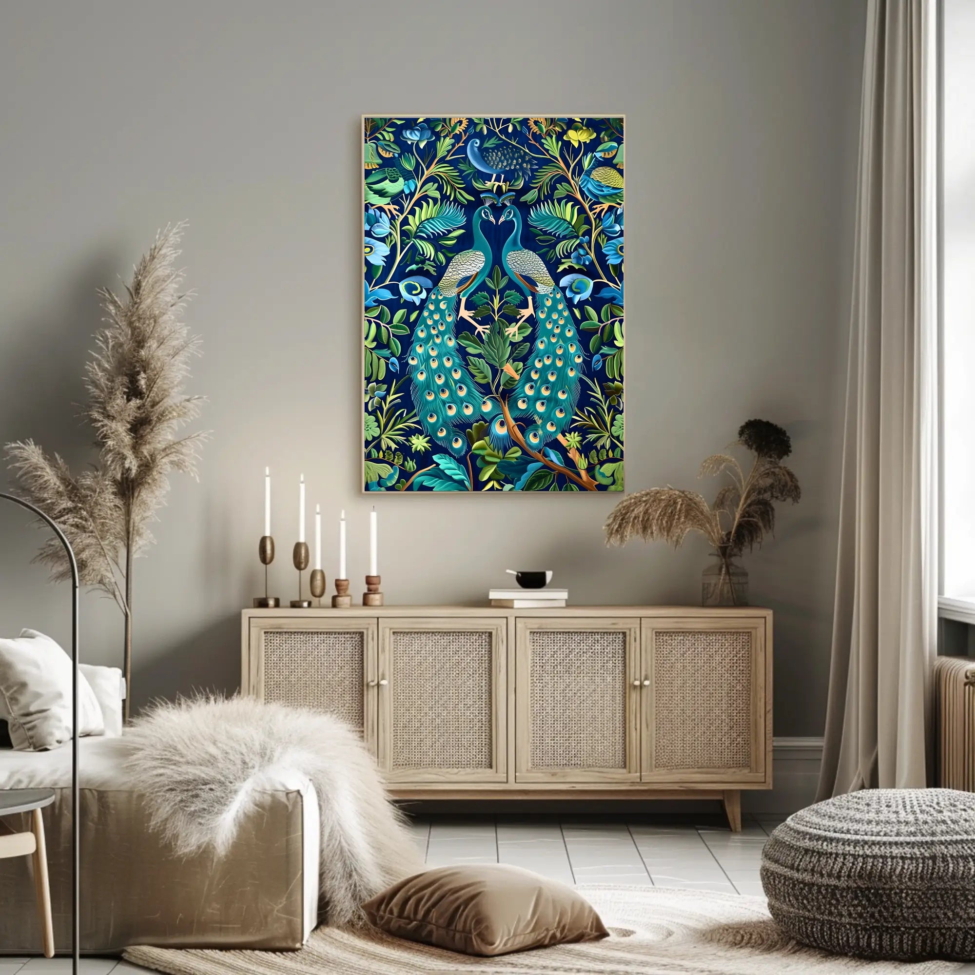 Exquisite Peacocks in Lush Foliage Animal Poster