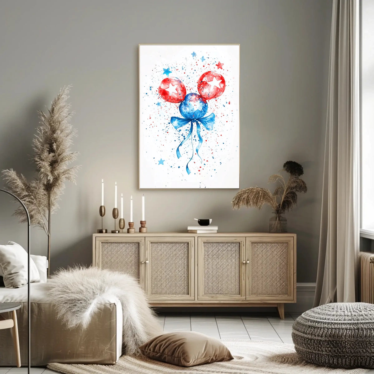 Watercolor Balloon Dog Artwork in Pastel Bouquet Poster