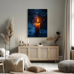 Ethereal Candle Glow: Mystical Starry Night Poster PosterGoat