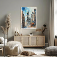 Urban Clock Tower Scene Poster PosterGoat