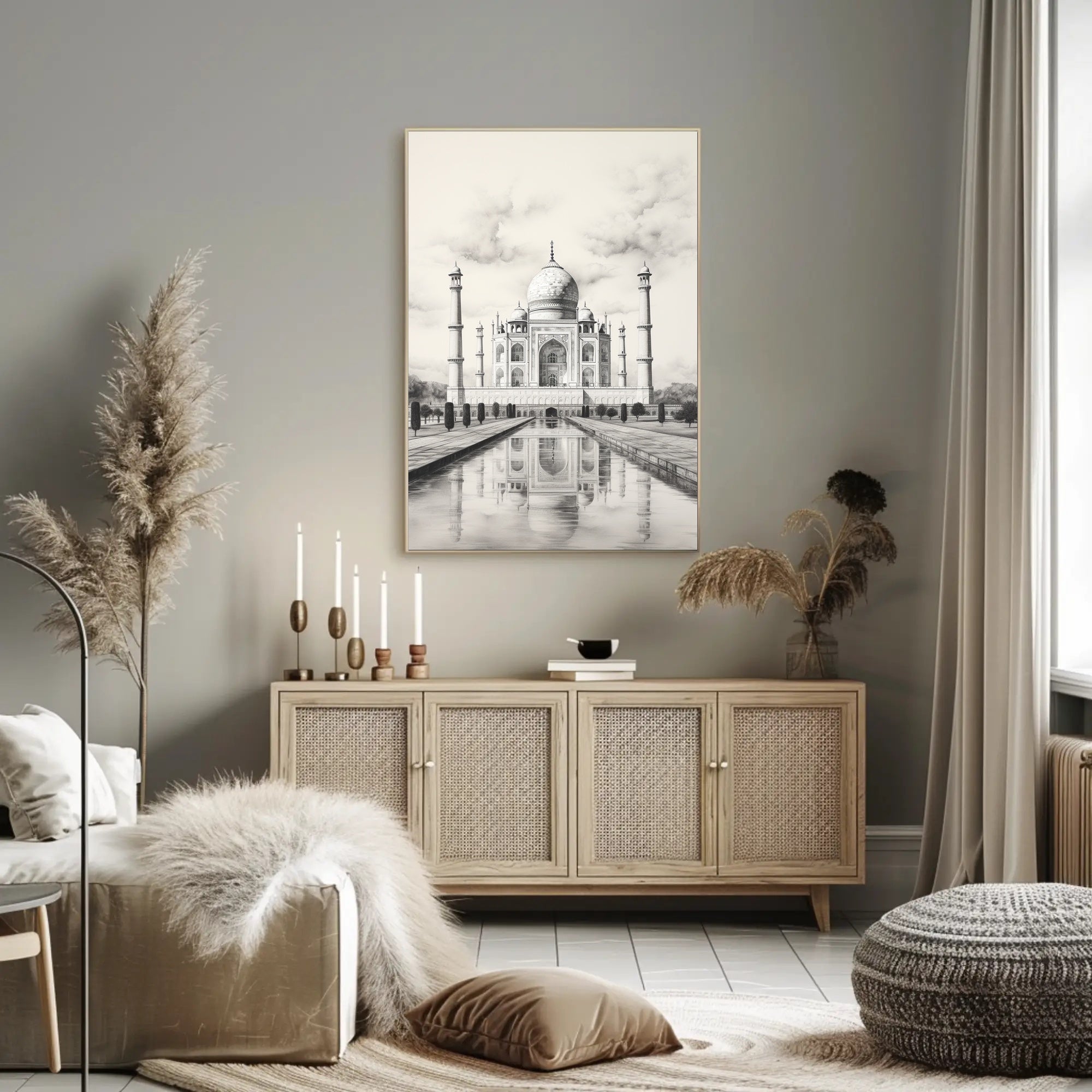 Taj Mahal Monochrome Artistic Cultural or Heritage Poster
