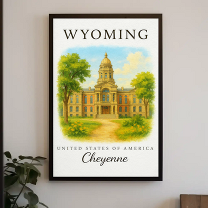 Cheyenne Wyoming Historic State Capitol Landmark Travel Poster Travel Poster