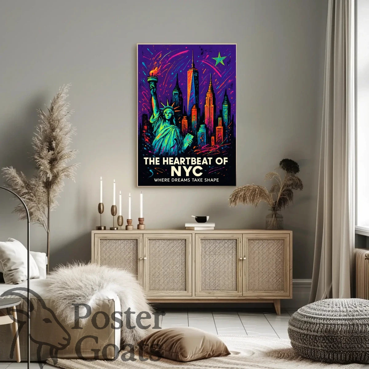 New York Ambition: Vibrant Urban Cityscape Poster