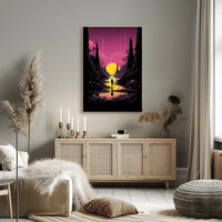 Surreal Dreamscape Reflective Horizon Fantasy Art Poster