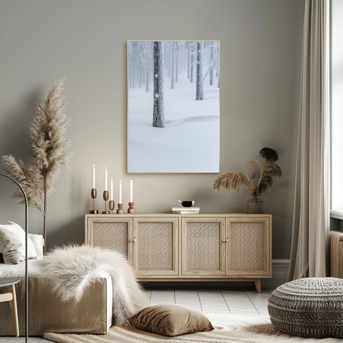 Winter Serenity: Minimalist Snow Forest National Park Poster