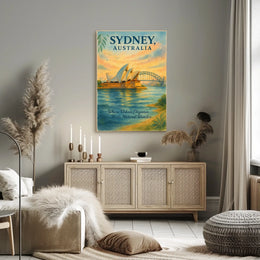 Sydney's Iconic Landmarks Vintage Travel Poster