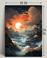 Serene Sunset Over Majestic Waters Poster PosterGoat
