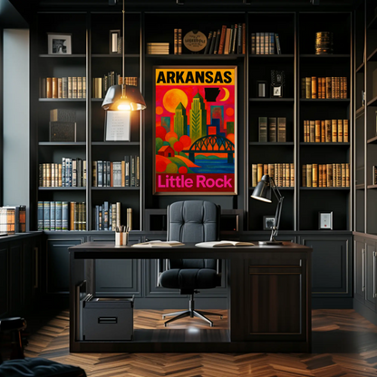 Arkansas Little Rock Skyline Vintage Travel Poster Art