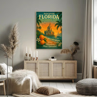 Florida Travel Poster Vintage Sunshine State Wall Art