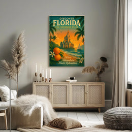 Florida Travel Poster Vintage Sunshine State Wall Art