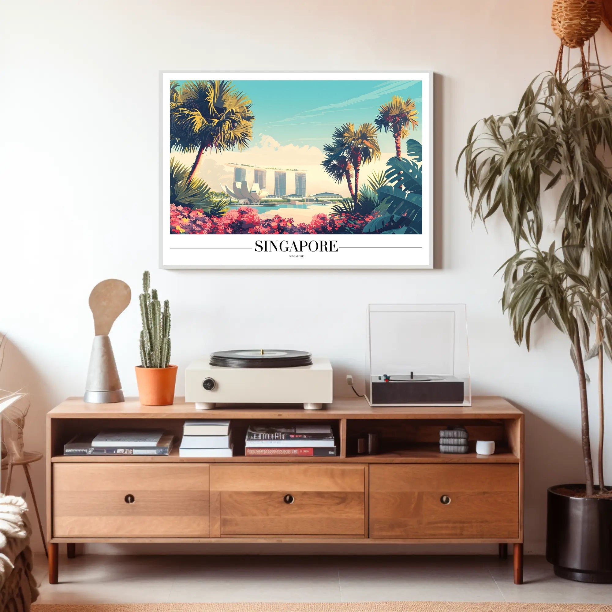 Singapore Cityscape with Marina Bay Sands Travel Poster