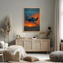 Wildcat FM1 FM2 Aviation Poster Vintage Plane Print