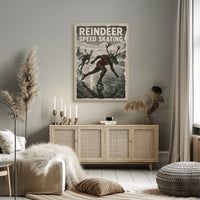 Reindeer Speed Skating: Whimsical Fantasy Sports Poster