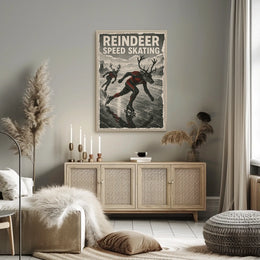 Reindeer Speed Skating: Whimsical Fantasy Sports Poster