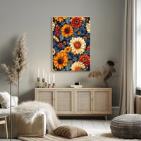 Vibrant Floral Illustration with Modern Artistic Poster