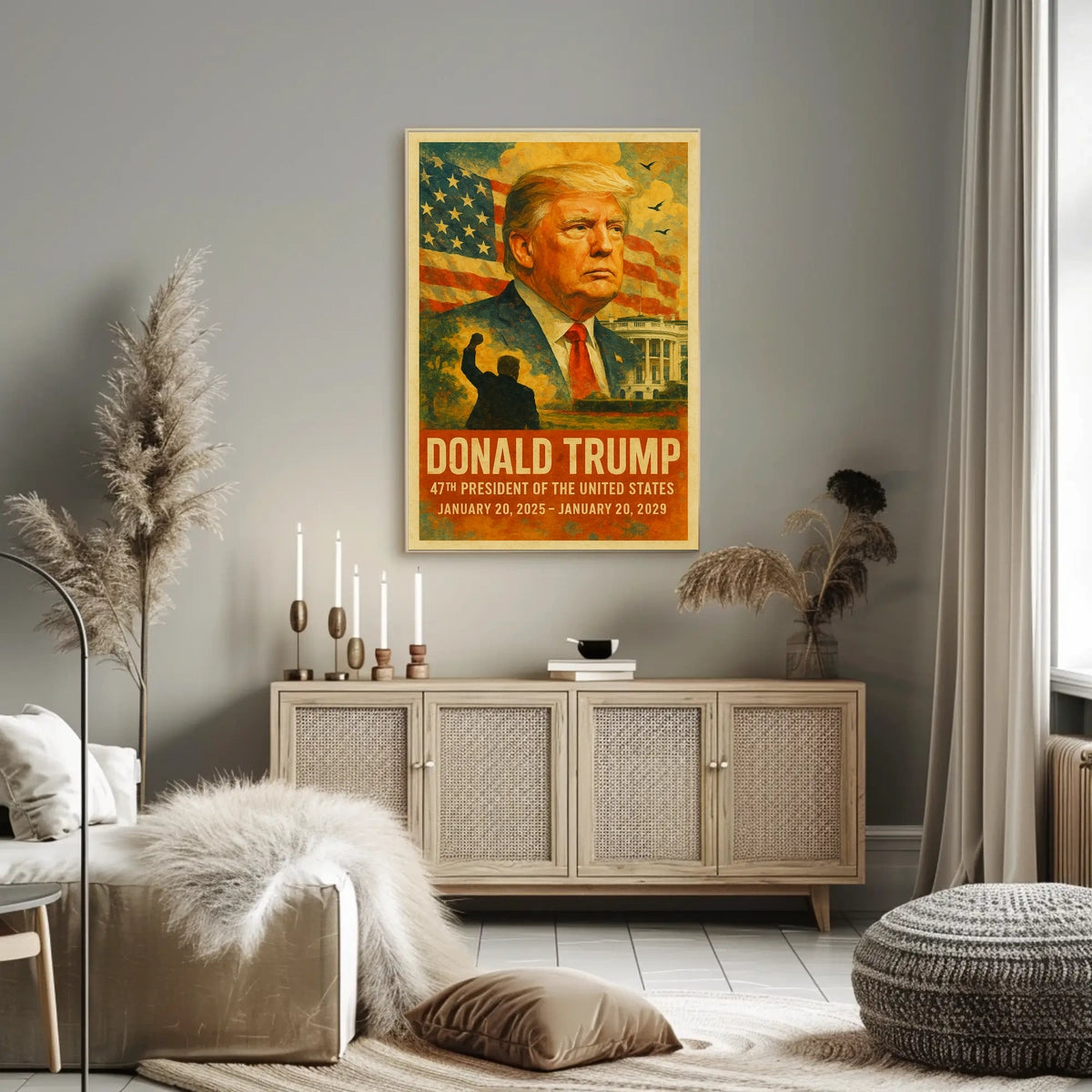 Donald Trump 47th President of the United States Layered Digital Collage Poster