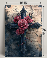 Roses And Cross Poster