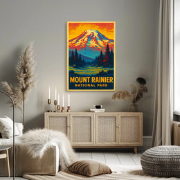 Mount Rainier Wanderer Vintage Travel Poster