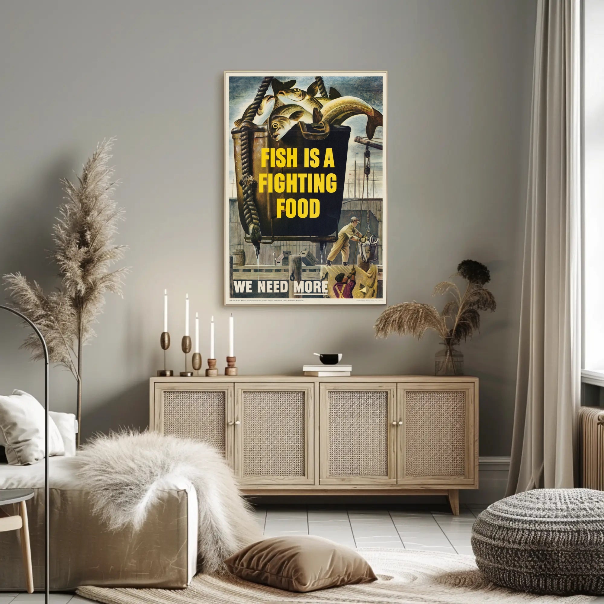 FISH IS A FIGHTING FOOD WWII Propaganda Poster PosterGoat