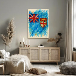 Fiji Flag Watercolor Wanderlust Poster