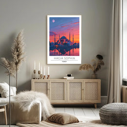 Hagia Sophia Sunset: Captivating Cultural Heritage Poster