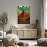 Badlands National Park Vintage Adventure Poster Print