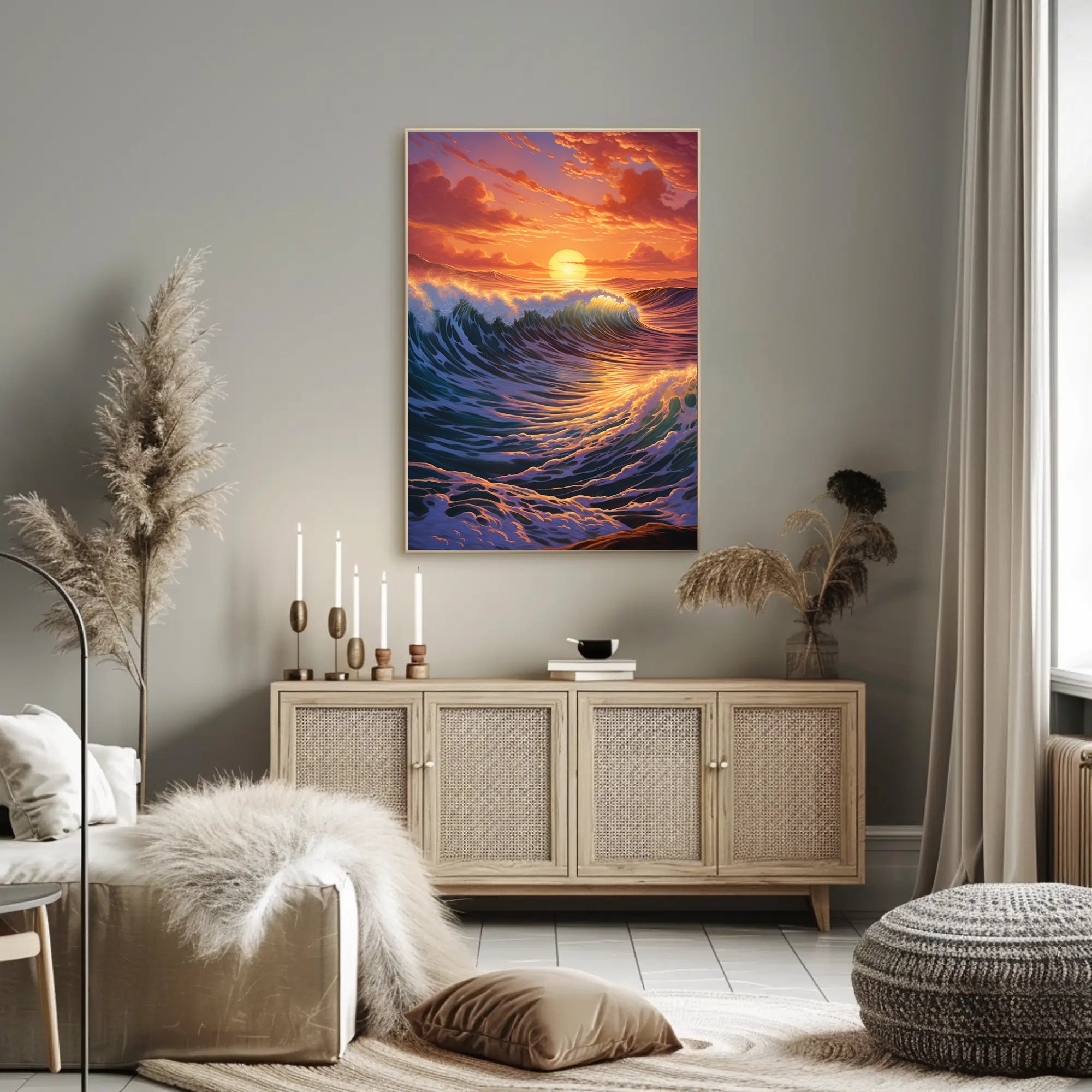 Serene Ocean Sunset Artistic Poster
