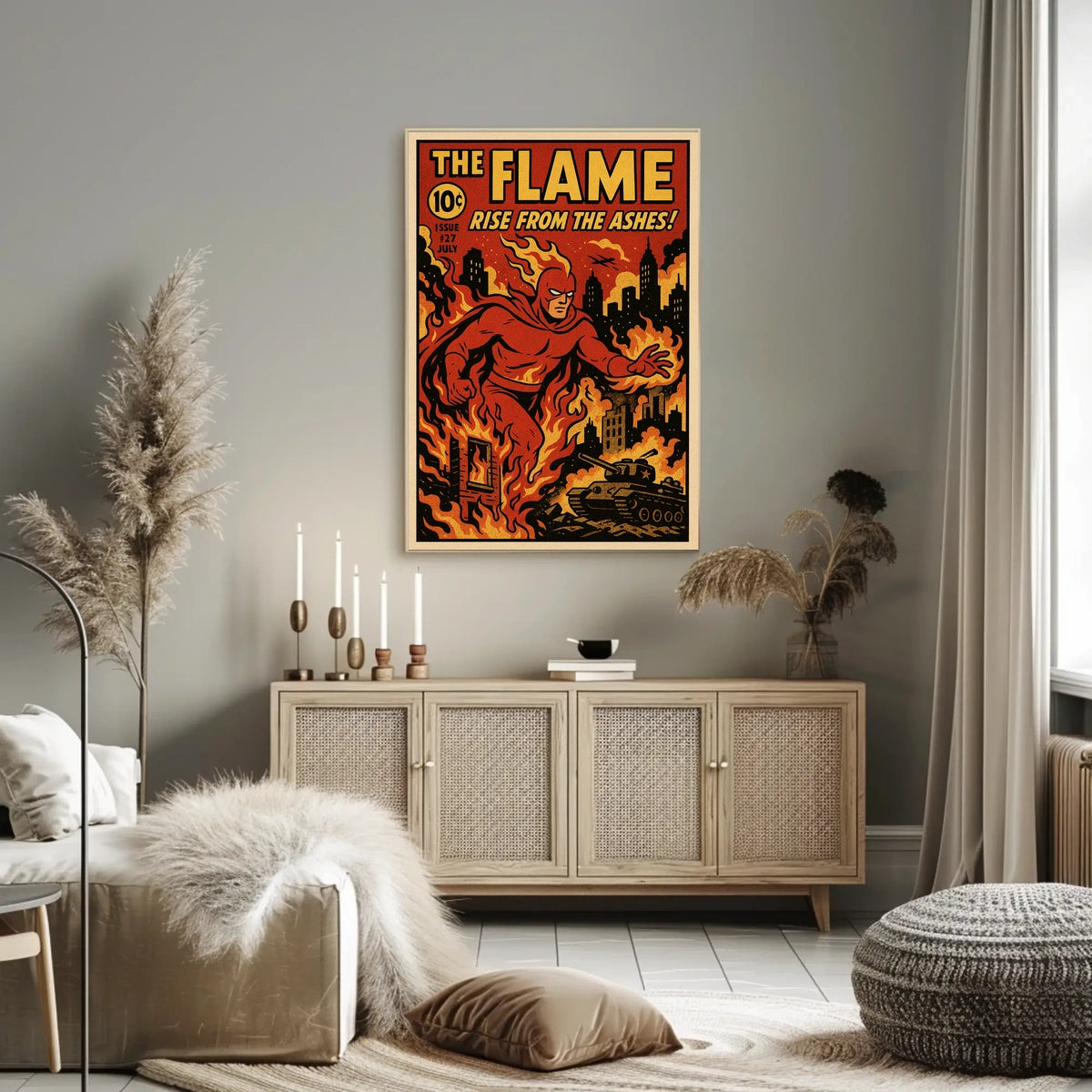 The Flame Comic Book Cover Retro Pop Culture Poster