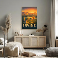 Irvine Scenic View Hot Air Balloon City Skyline Mountains Poster