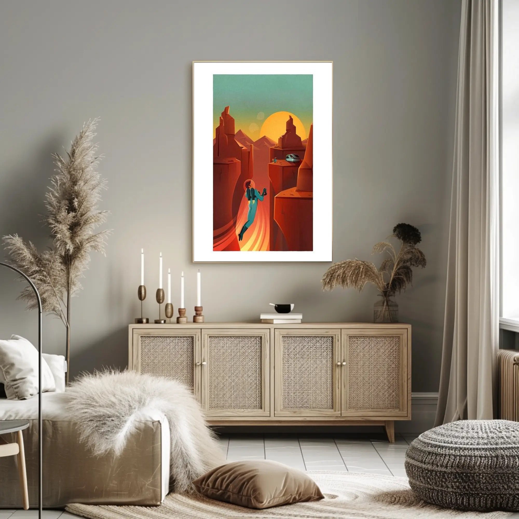 Futuristic Canyon Exploration Poster PosterGoat