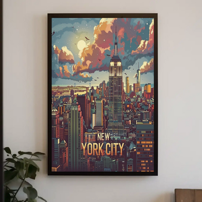 New York City Empire Skyline Travel Poster