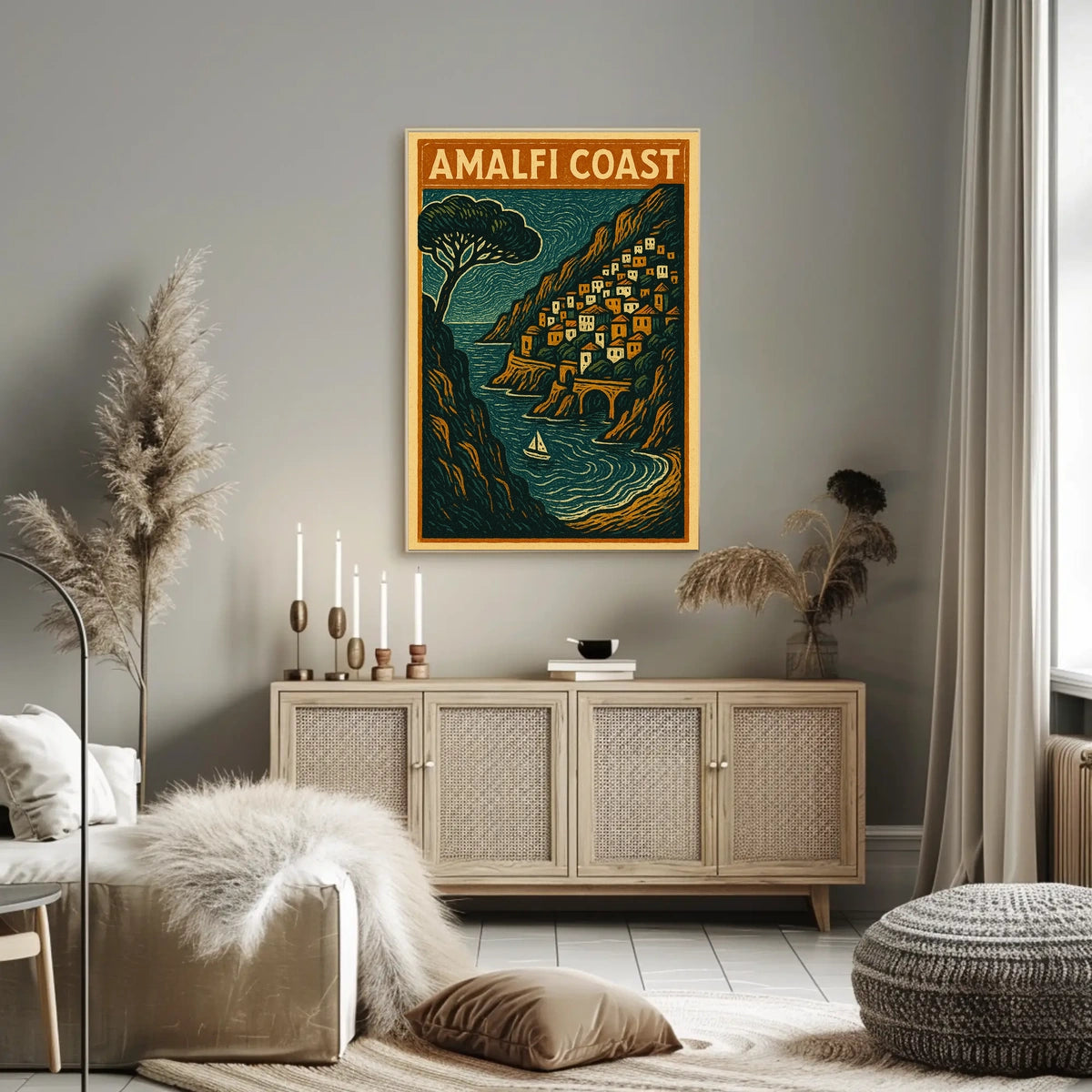 Amalfi Coast Travel Poster Wall Art Coastal Decor 18x24