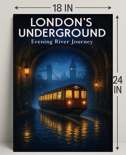 London's Underground Evening River Journey Poster PosterGoat