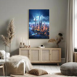Futuristic Skyline At Twilight Poster