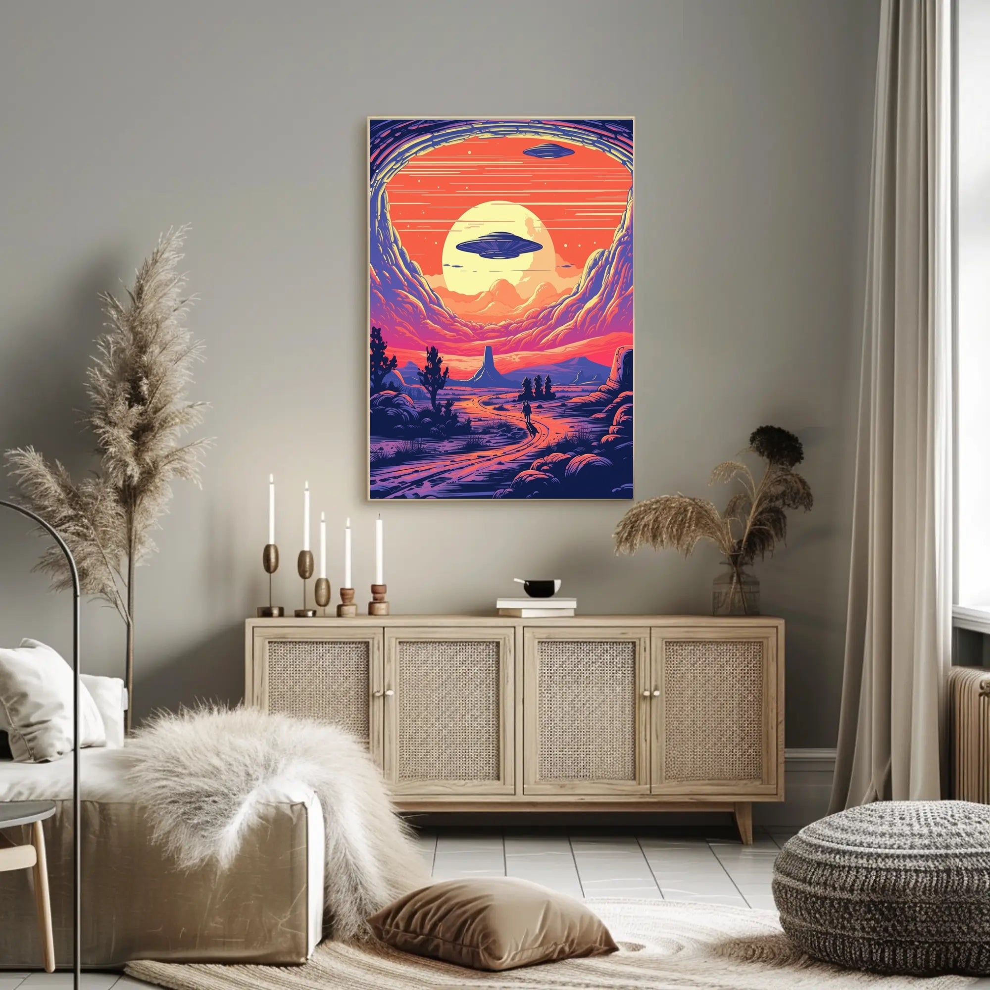 Cosmic Sunset Encounter Poster