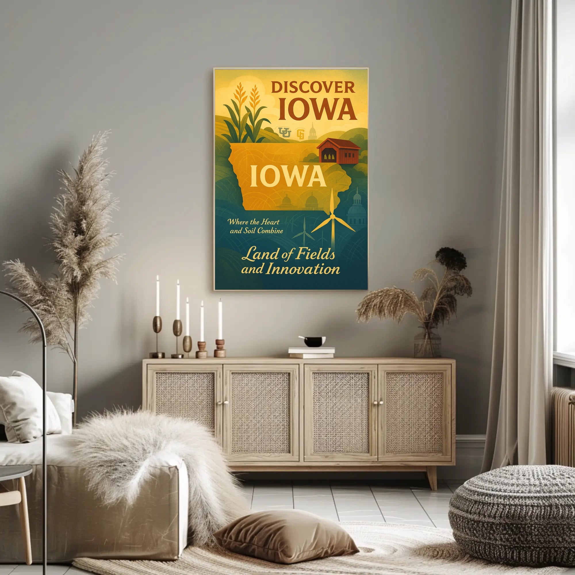 Iowa's Heartfelt Harmony: Nostalgic Travel Poster