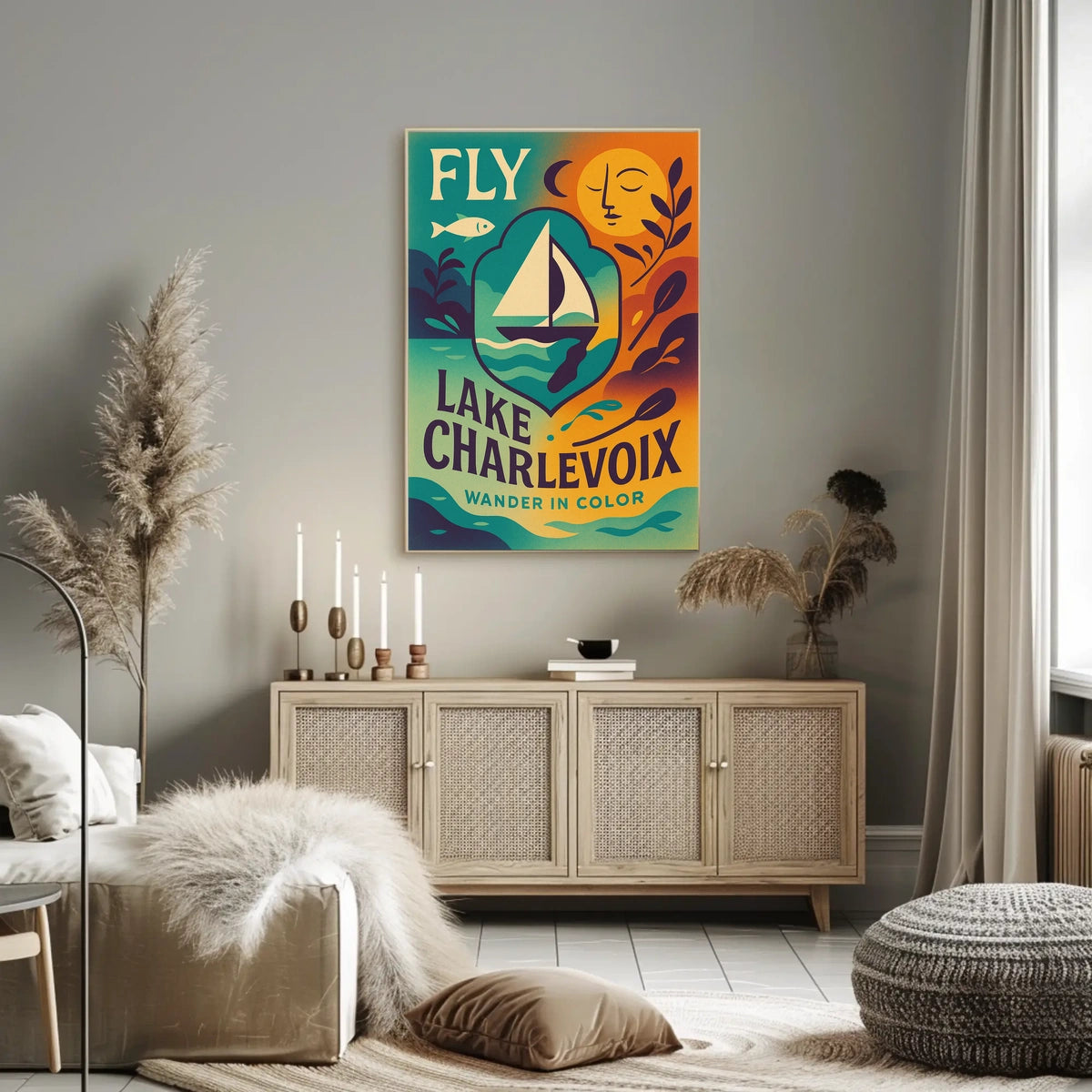 Lake Charlevoix Vibrant Adventure Destination Travel Poster