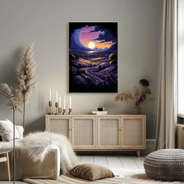 Dreamy Landscape Poster: Moonlit Path at Dusk