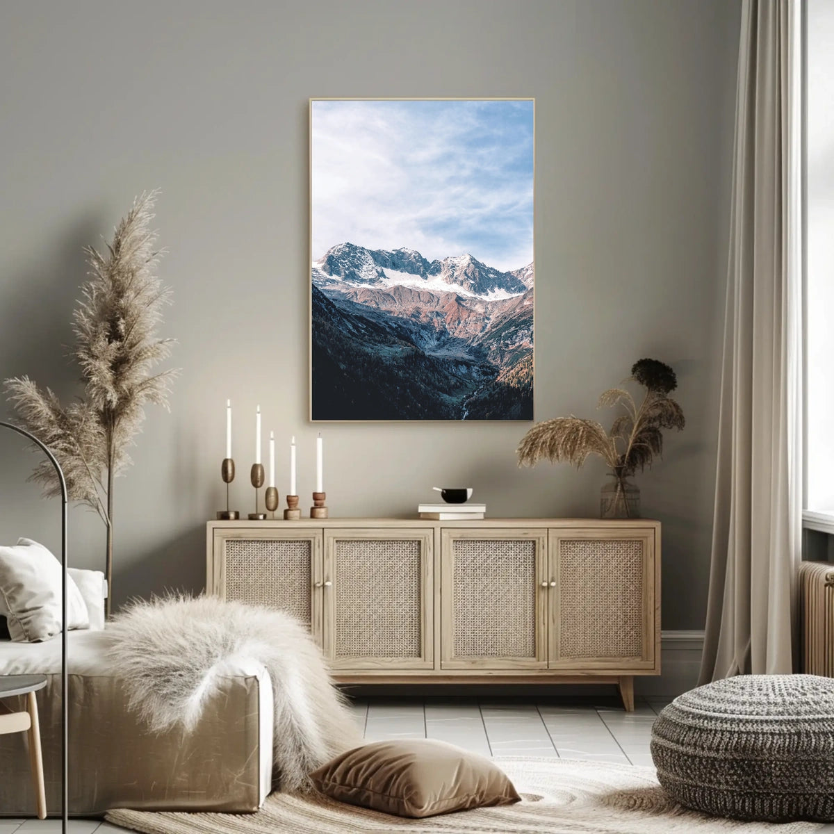Majestic Alpine Landscape Photorealistic Mountain Poster
