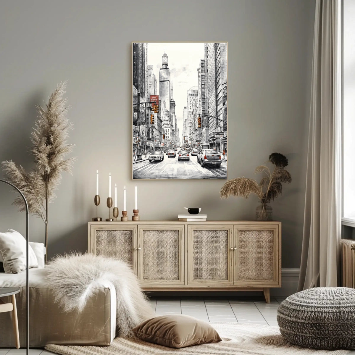Bustling City Scene with Iconic New York Charm: Travel Poster