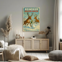 Reindeer Soccer Match: Whimsical Holiday Poster Art
