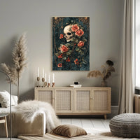 Human Skull and Roses Gothic Artistic, Pop Culture Poster