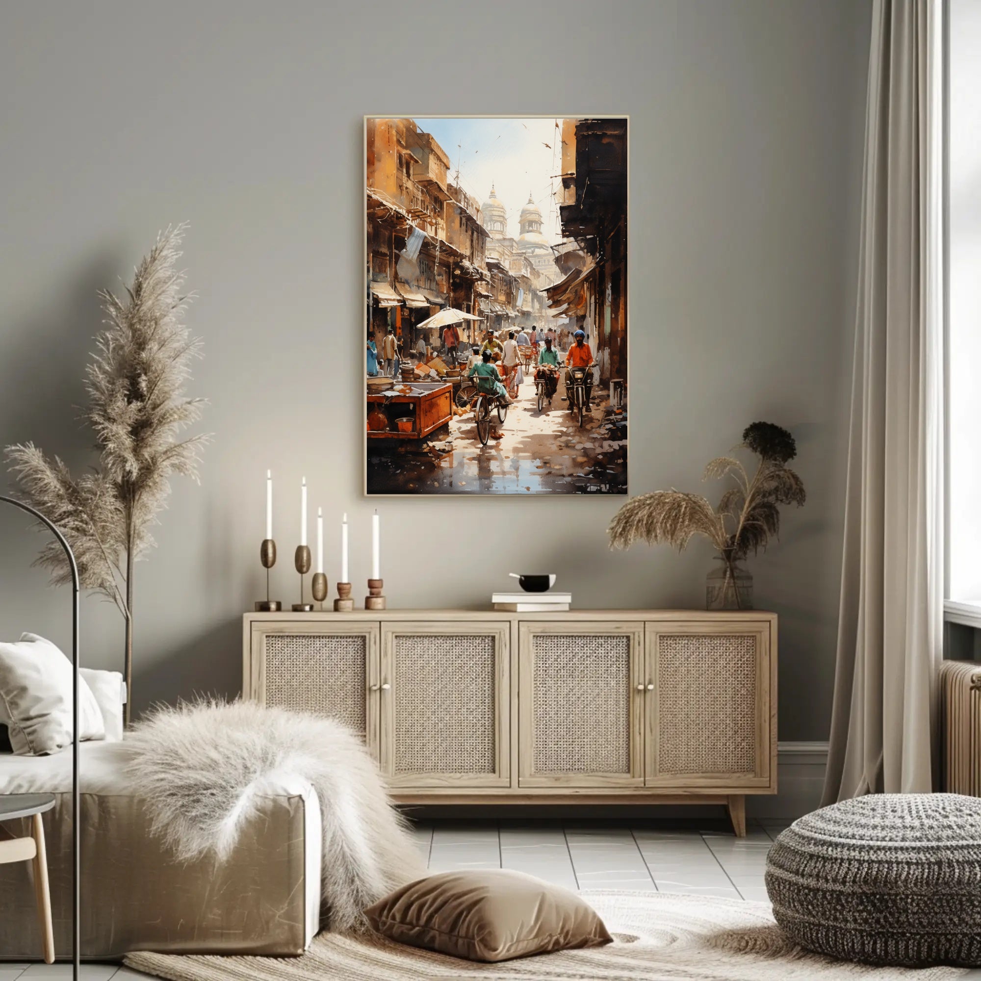 Bustling Market Street Poster