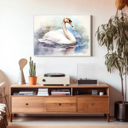 Tranquil Swan in Watercolor Poster PosterGoat