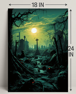Haunted Cemetery At Dusk Poster