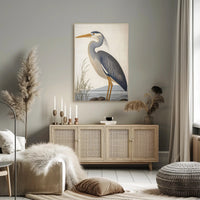 Heron Illustration Poster Elegant Coastal Wall Art